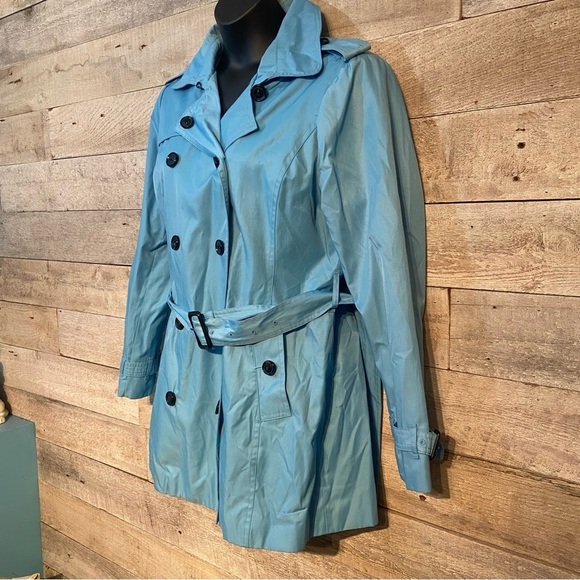 Michael Kors women’s light blue  double breasted belted trench coat in‎ size XL - Picture 3 of 12